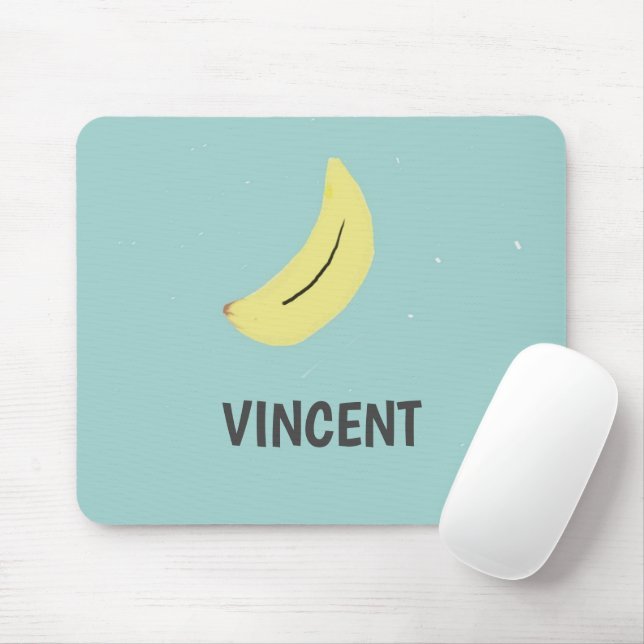 Gult banan teckning blå personlig musmatta (Med mus)