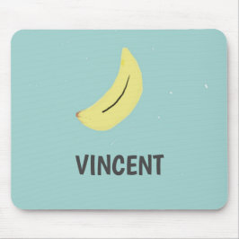 Gult banan teckning blå personlig musmatta