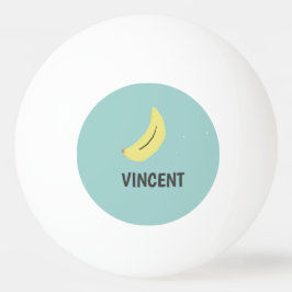 Gult banan teckning blå personlig pingisboll