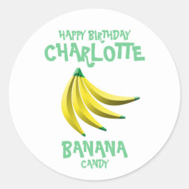 Gult Banana Candy Grattis på födelsedagen Runt Klistermärke