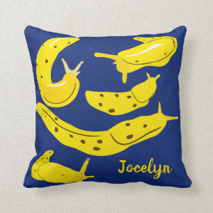Gult Banana Slugs på Royal Blue Personlig Kudde