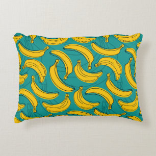 Gult Banana: Vintagen Black Outline Prydnadskudde