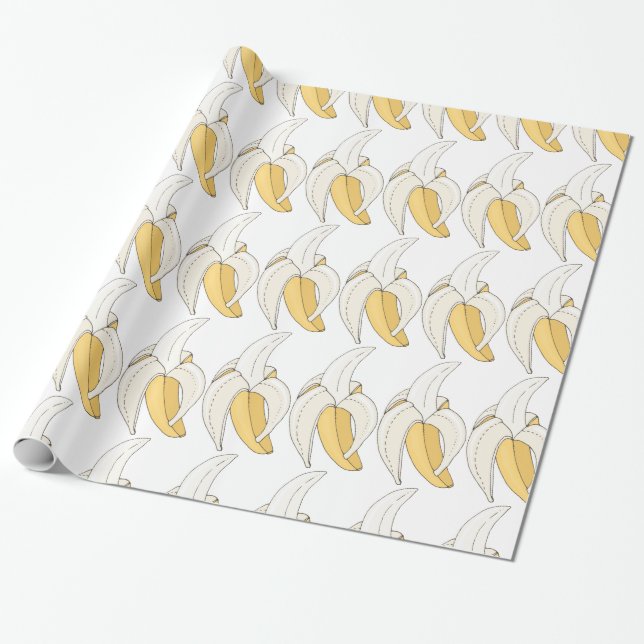 Gult Bananas Fruit Presentpapper (Utrullad)