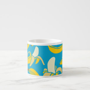 Gult bananer, blå bakgrund mönster espressomugg