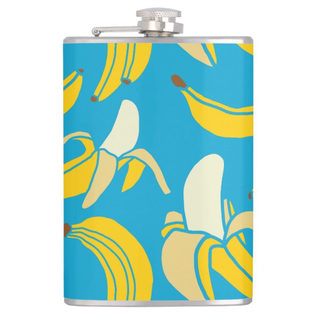 Gult bananer, blå bakgrund mönster fickplunta (Framsidan)
