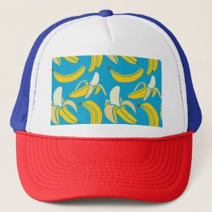 Gult bananer, blå bakgrund mönster keps