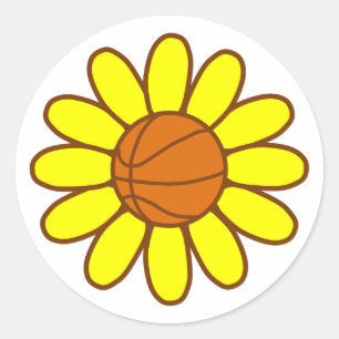 Gult Basketball Girl Runt Klistermärke