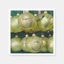 Gult baubles stäng visa napkins pappersservett