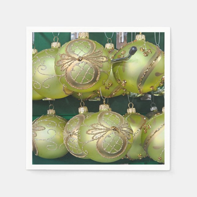 Gult baubles stäng visa napkins pappersservett (Framsidan)