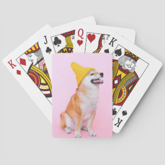 Gult Beanie Shiba Inu Hund Casinokort