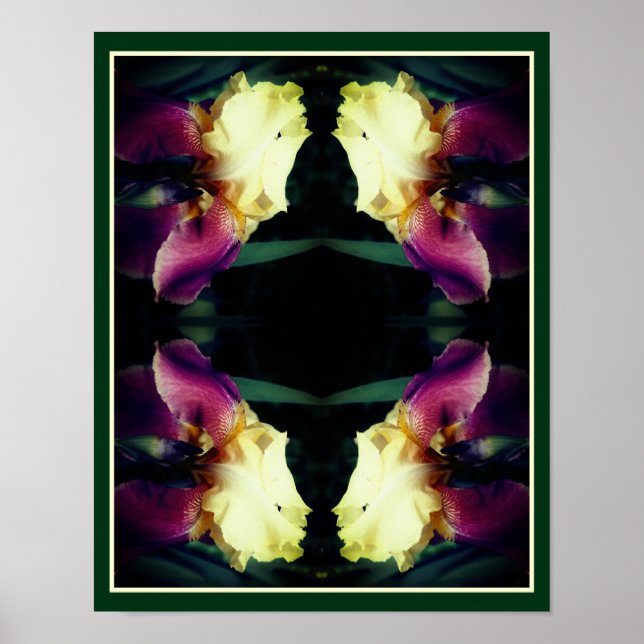 Gult Bearded Iris Flower Abstrakt Poster (Framsidan)