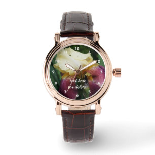 Gult Bearded Iris Flower Personlig Armbandsur