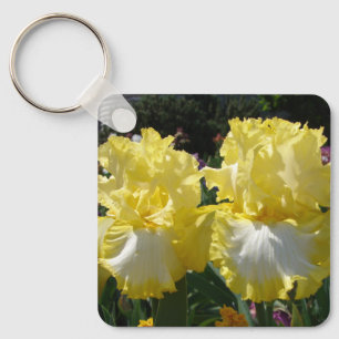 Gult Bearded Iris Irises Flowers blommigt Poster Nyckelring