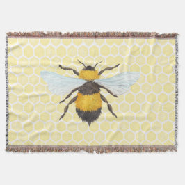Gult Bee and Honeycomb Throw Blanket Mysfilt