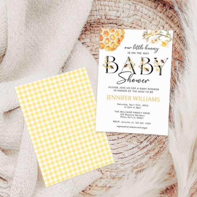 Gult Bee Little Hunny Gender Neutral Baby Shower Inbjudningar (Skapare uppladdad)
