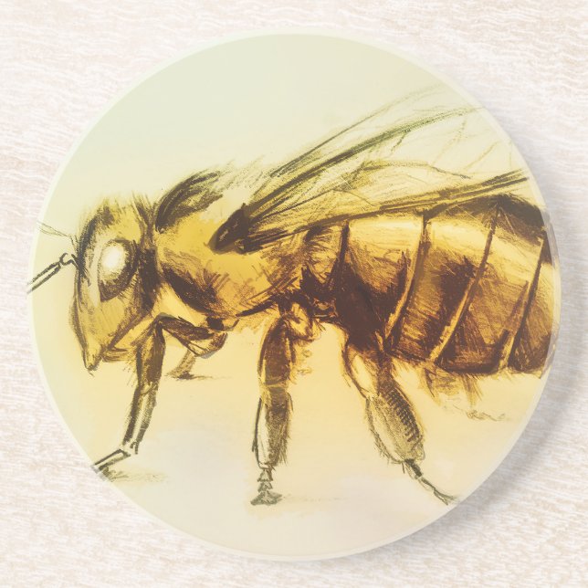 Gult Bee SandStone Underlägg, realistiskt Teckning Underlägg Sandsten (Framsidan)