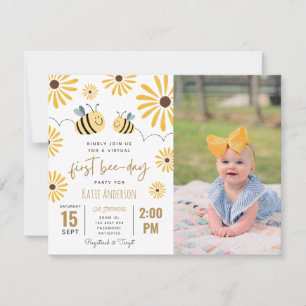 Gult Bee Solros Virtuellt första bidagens foto Inbjudningar
