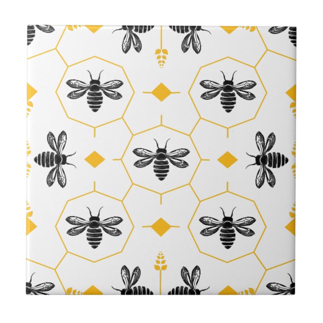Gult Bee Summer Kitchen-ryggsplash Ceramic Tile Kakelplatta (Framsidan)
