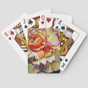Gult Begonia-blommans vattenfärgsoriginalteckning Spel Kort