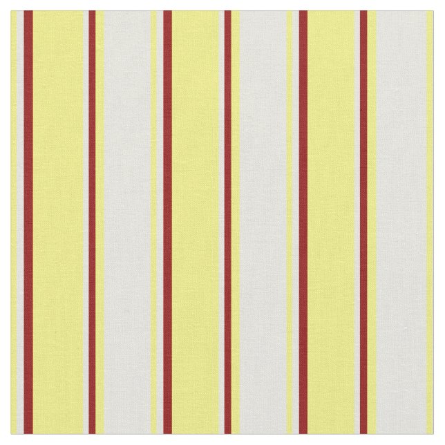 Gult, Beige & Mörk Red Färgad Mönster Tyg (Närbild)