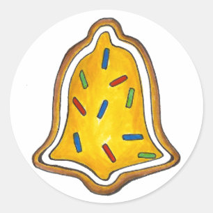 Gult Bell Sugar Cookie Sprinkles jul Julafton Runt Klistermärke