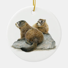 Gult-bellig marmots Ceramic Ornament