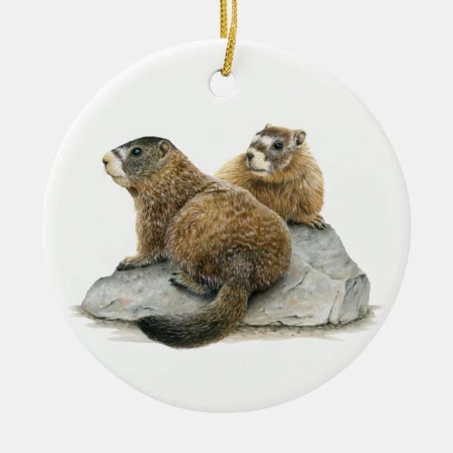 Gult-bellig marmots Ceramic Ornament (Framsidan)