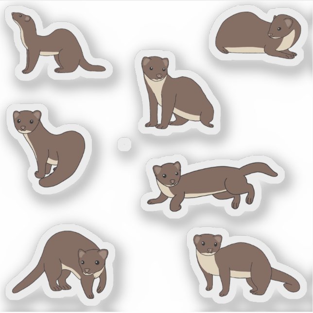 Gult-belliga Weasels Klistermärken (Framsida)