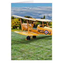 Gult Bi Flygplan - krämbakgrunden Hälsningskort