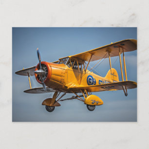 Gult Bi-Flygplan Vykort
