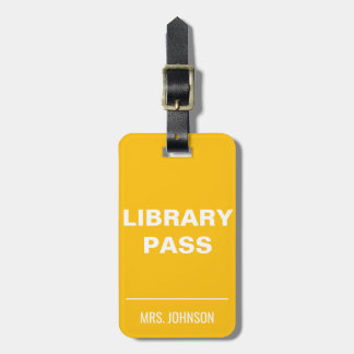 Gult Bibliotek Pass School Hall Pass för lärare Bagagebricka