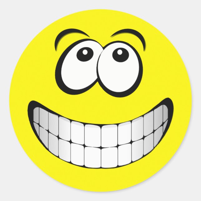 Gult Big Flina Ansikte Runt Klistermärke (Framsida)