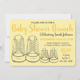 Gult Big Little Shoes Boy Nyfödd bebis Shower Inbjudningar