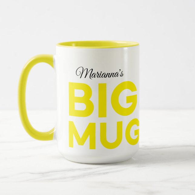 Gult Big Mugg | Huge Mugg | Anpassat namn för skri (Vänster)