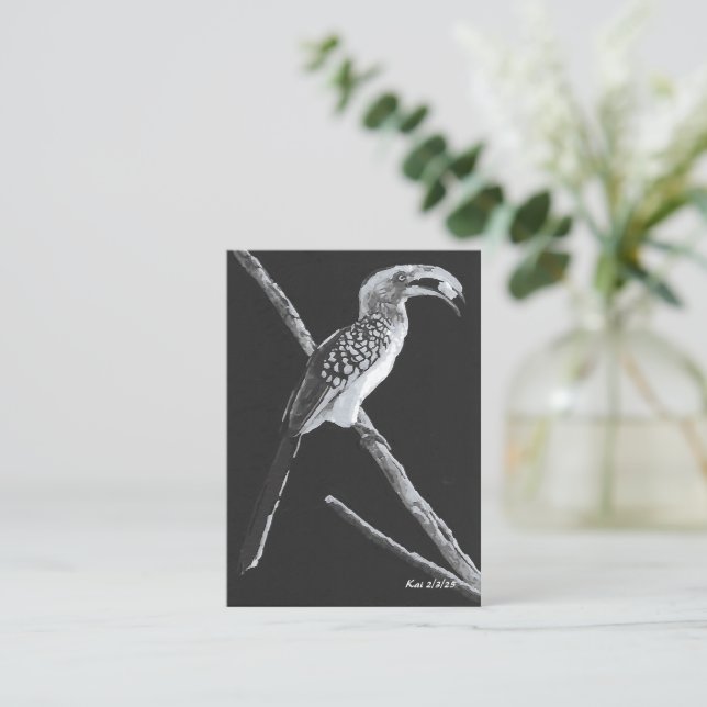 Gult Billed Hornbill, Kalahari Animal Bookmark Anteckningskort (Stående Fram)