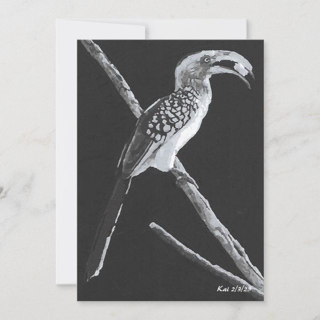 Gult Billed Hornbill, Kalahari Animal Flat Card Inbjudningar (Framsida)