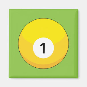 Gult Billiard Boll nummer ett Magnet