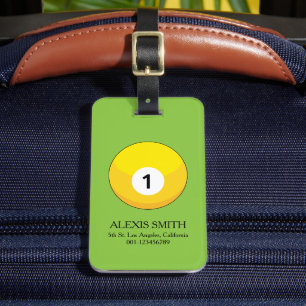Gult Billiard Boll nummer ett personalisera Bagagebricka