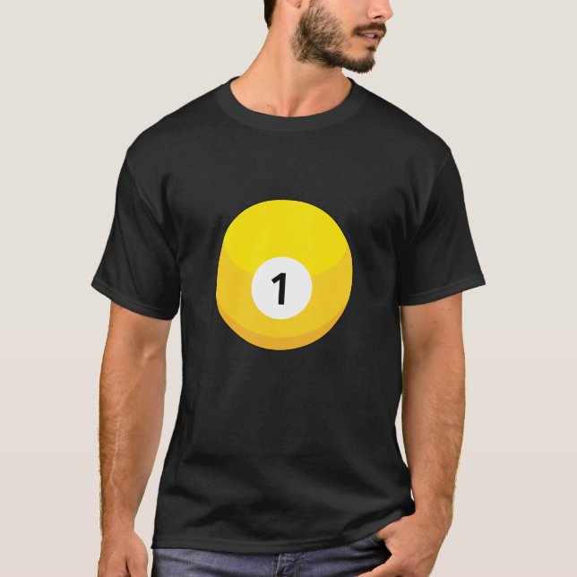 Gult Billiard Boll nummer ett T Shirt (Framsida)