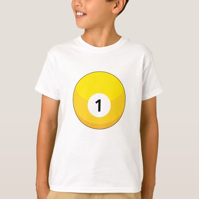 Gult Billiard Boll nummer ett T Shirt (Framsida)