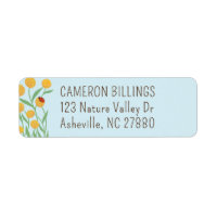 Gult Billy Button Flowers on Blue