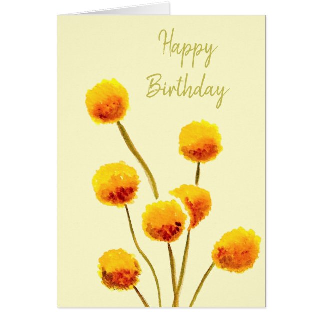 Gult Billy Button native Australian-blomman Hälsningskort (Framsidan)