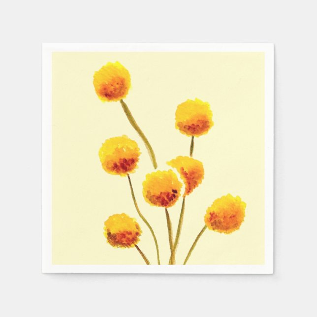 Gult Billy Button native Australian-blomman Pappersservett (Framsidan)