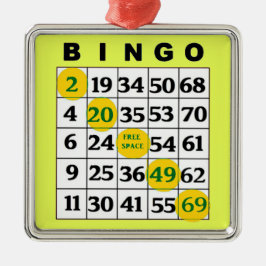 Gult BINGO-kort | BINGO Älskare Gift-jul Julgransprydnad Metall