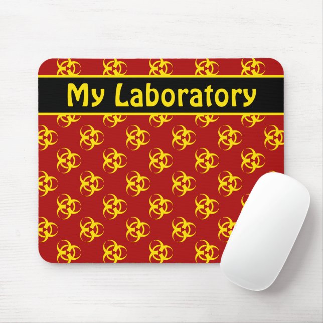 Gult Biohazard Mousepad w/ Anpassningsbar Text Musmatta (Med mus)