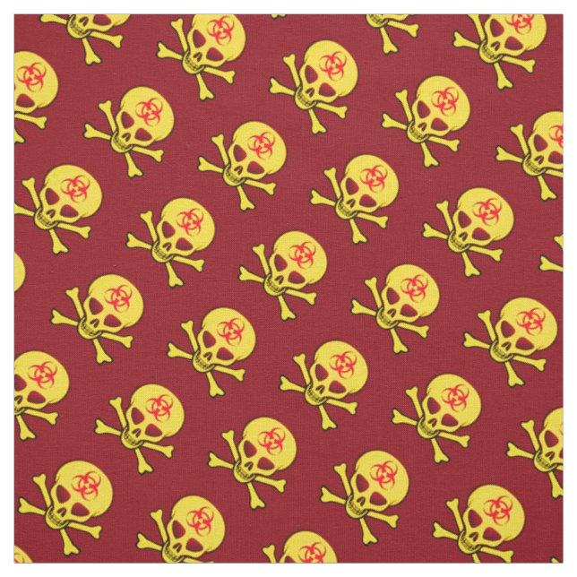 Gult Biohazard Skull och korsben Tyg (Provkarta)