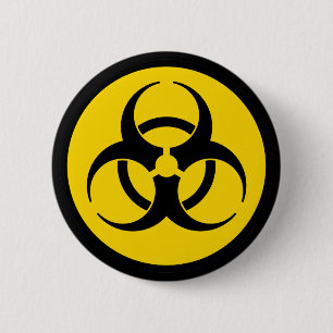 Gult Biohazardsymbol Knapp