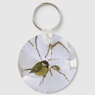 Gult Bird Snö Basic Button Nyckelring