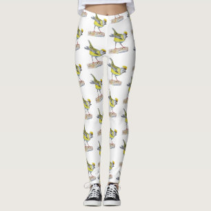 Gult Bird Teckning Leggings