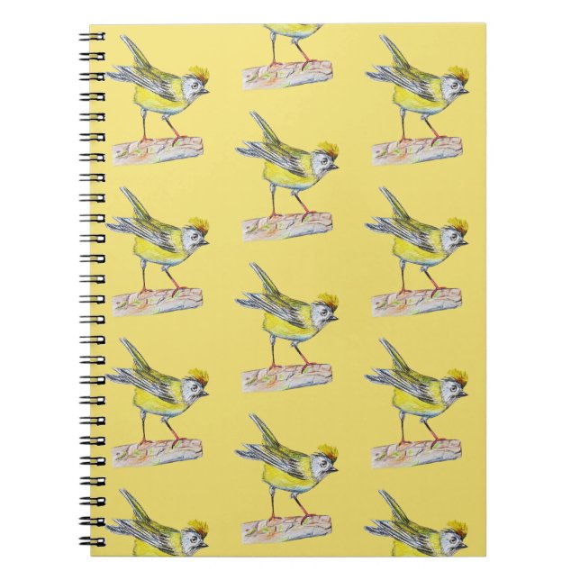 Gult Bird Teckning Photo Notebook Anteckningsbok (Framsidan)